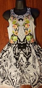Juicy Couture Swing Dress Black, White flowers Sz2